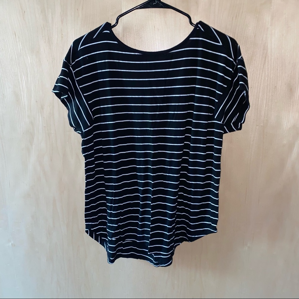 Striped T Shirt w Back Zipper